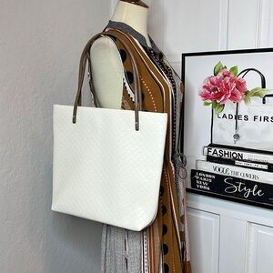 Elaine Arsenault White Diamond Faux Leather Tote